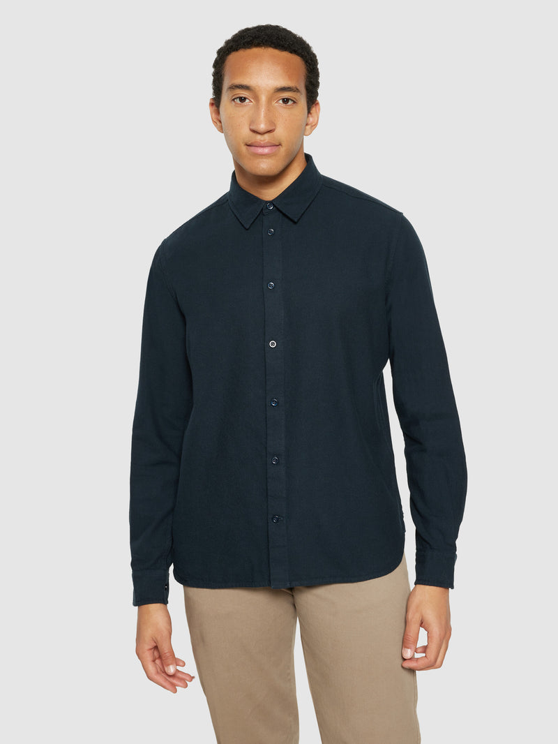 KnowledgeCotton Apparel - MEN Organic Cotton Flannel Shirt GOTS Shirts 1001 Total Eclipse
