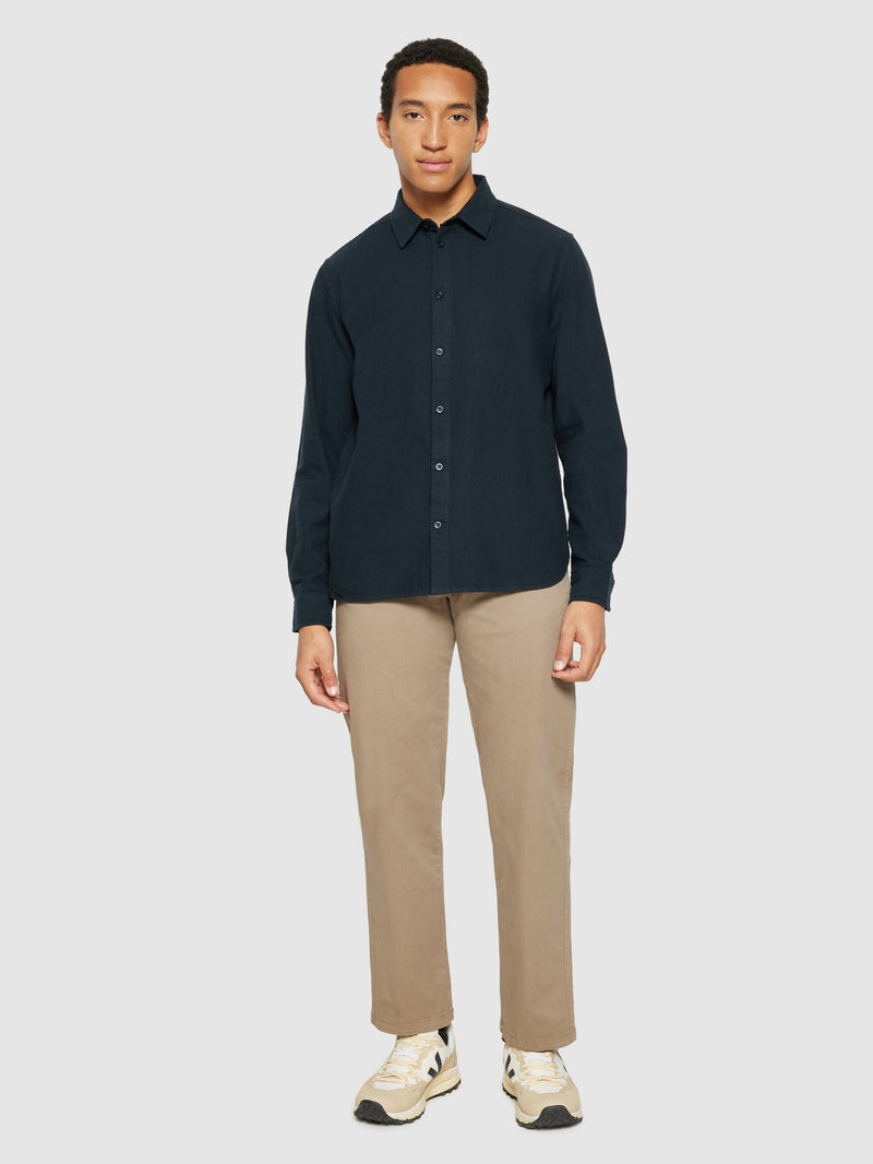 KnowledgeCotton Apparel - MEN Organic Cotton Flannel Shirt GOTS Shirts 1001 Total Eclipse
