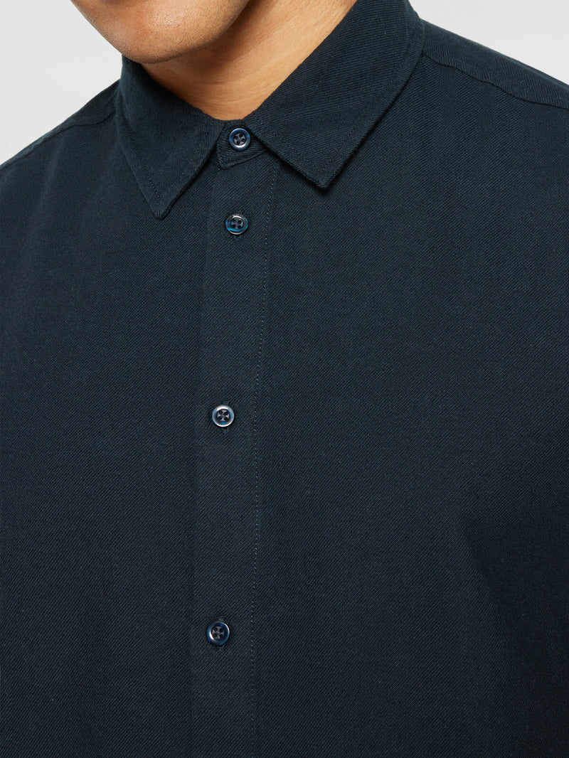 KnowledgeCotton Apparel - MEN Organic Cotton Flannel Shirt GOTS Shirts 1001 Total Eclipse
