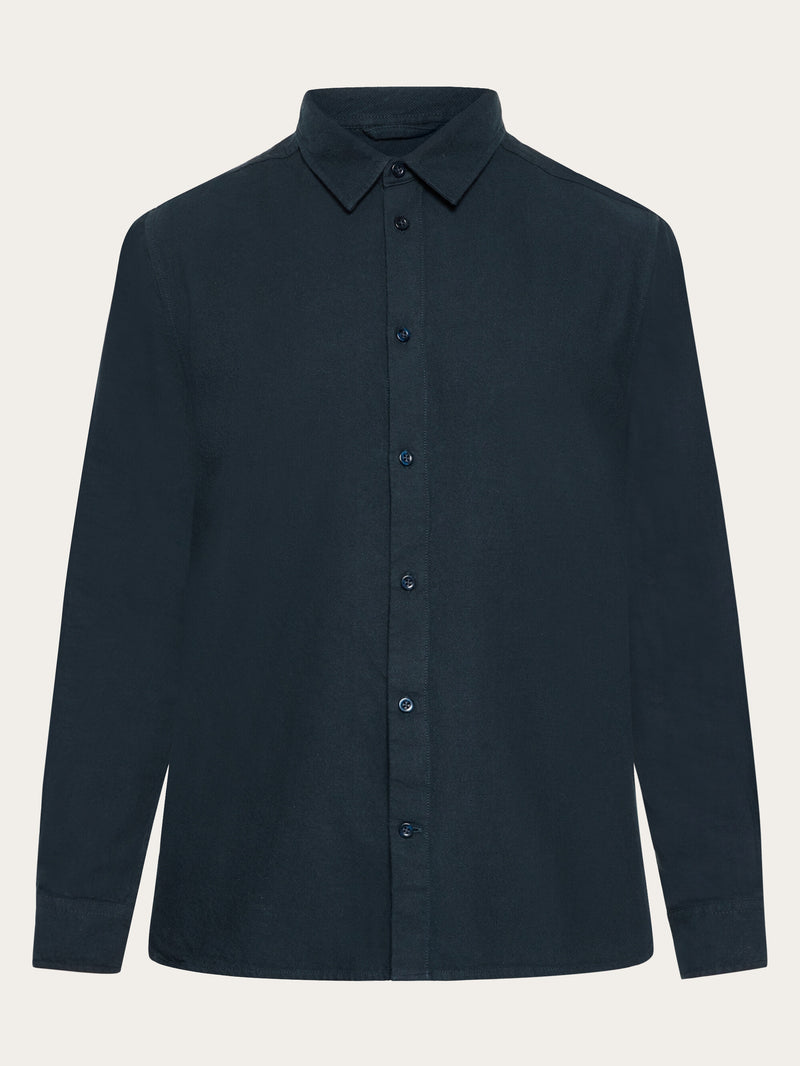 KnowledgeCotton Apparel - MEN Organic Cotton Flannel Shirt GOTS Shirts 1001 Total Eclipse