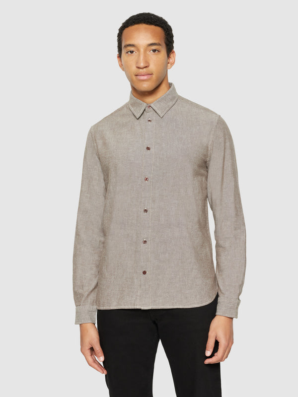 KnowledgeCotton Apparel - MEN Organic Cotton Flannel Shirt GOTS Shirts 1243 Demitasse (brown)