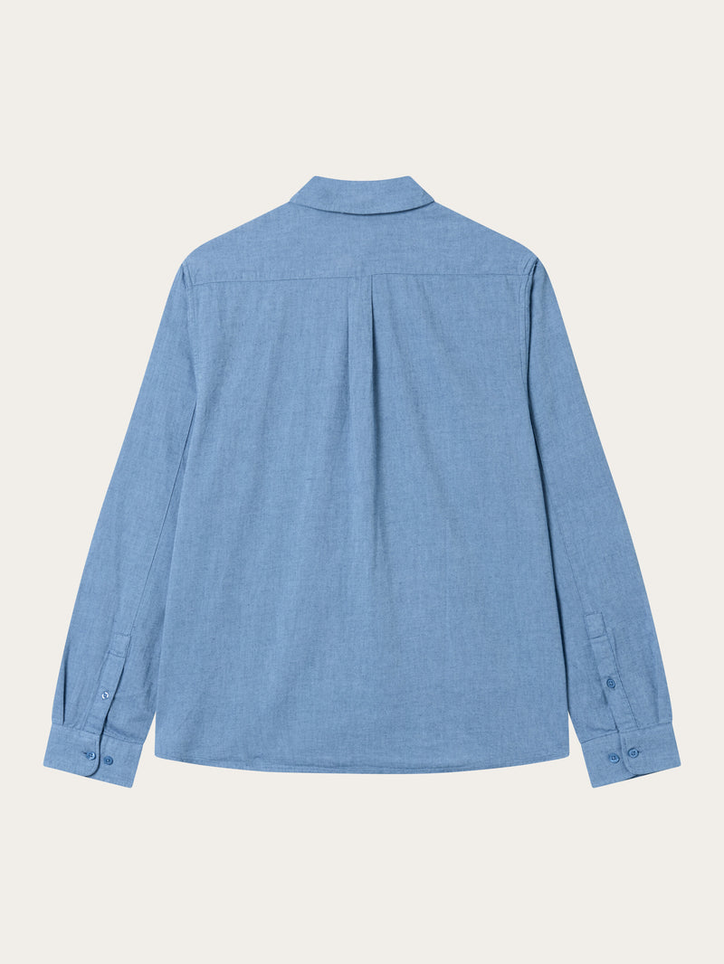 KnowledgeCotton Apparel - MEN Regular fit melangé flannel shirt Shirts 1188 Dark Denim
