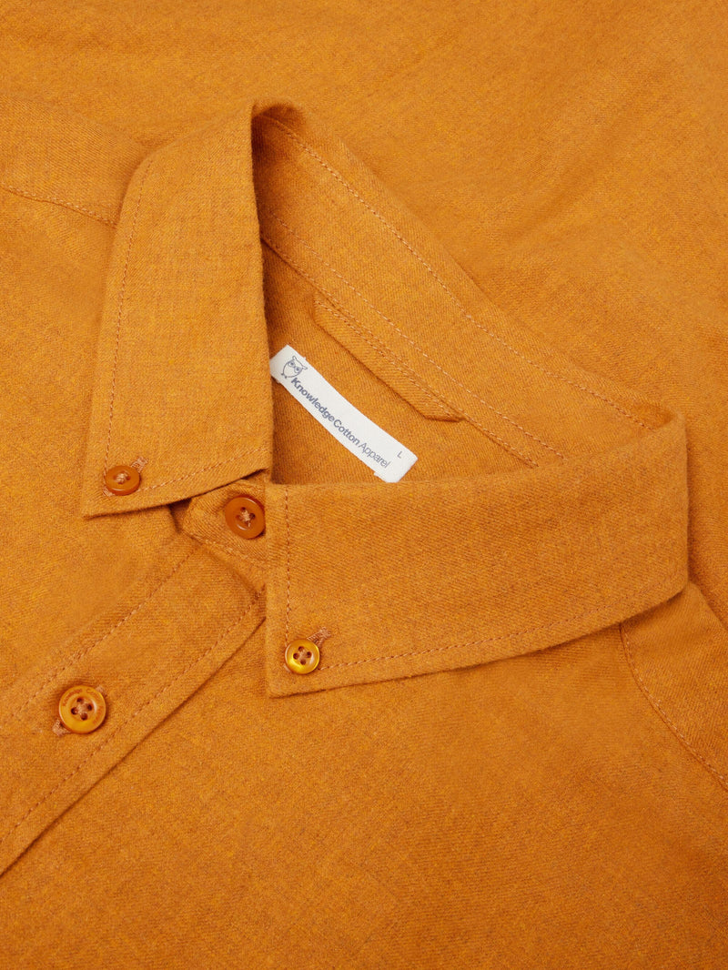 KnowledgeCotton Apparel - MEN Regular fit melangé flannel shirt Shirts 1485 Pumpkin Spice