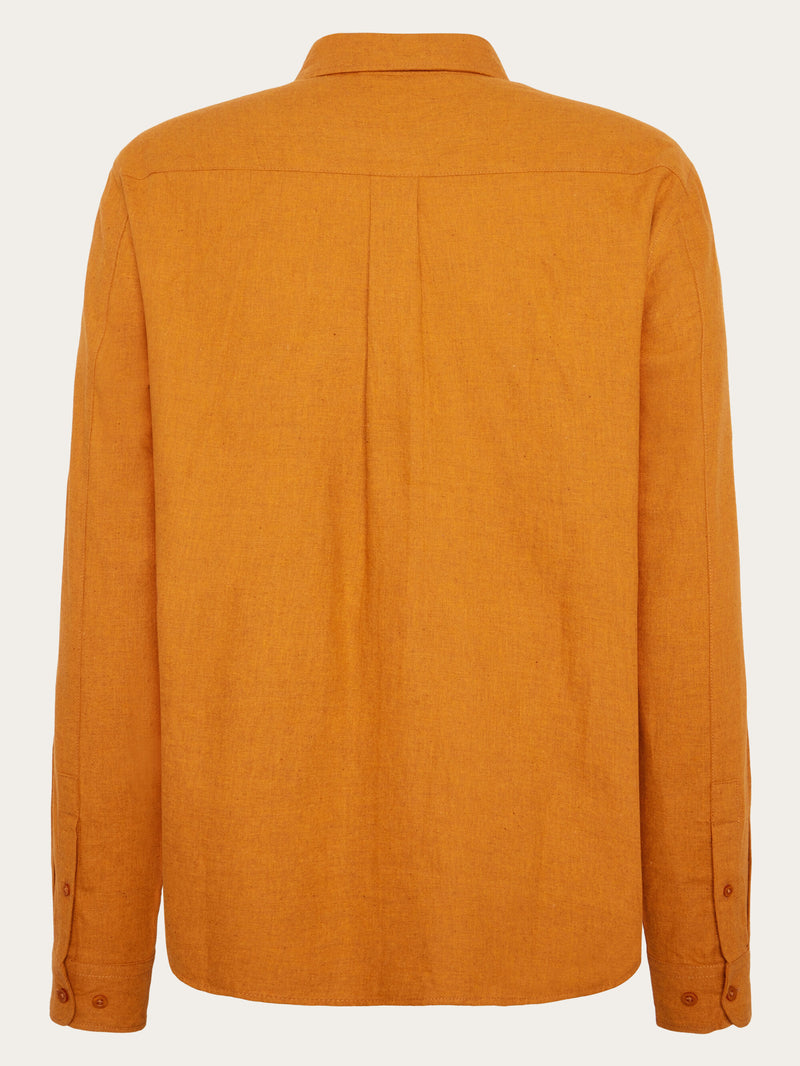 KnowledgeCotton Apparel - MEN Regular fit melangé flannel shirt Shirts 1485 Pumpkin Spice