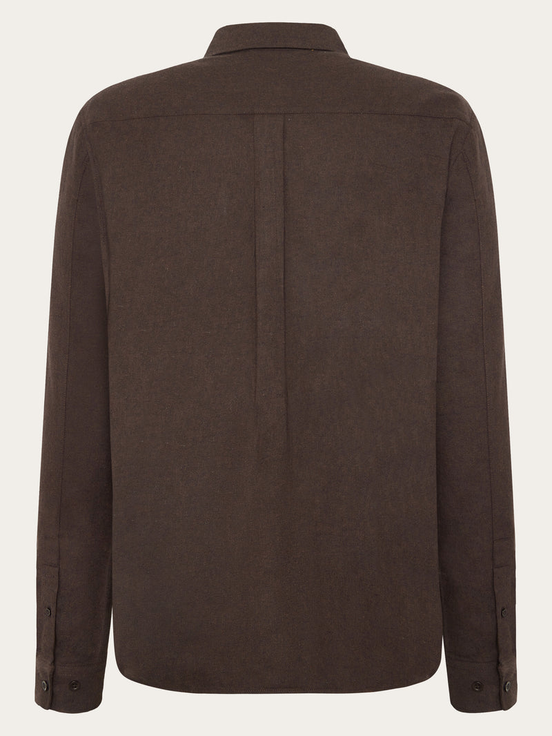 KnowledgeCotton Apparel - MEN Regular fit melangé flannel shirt Shirts 1487 Chocolate Torte