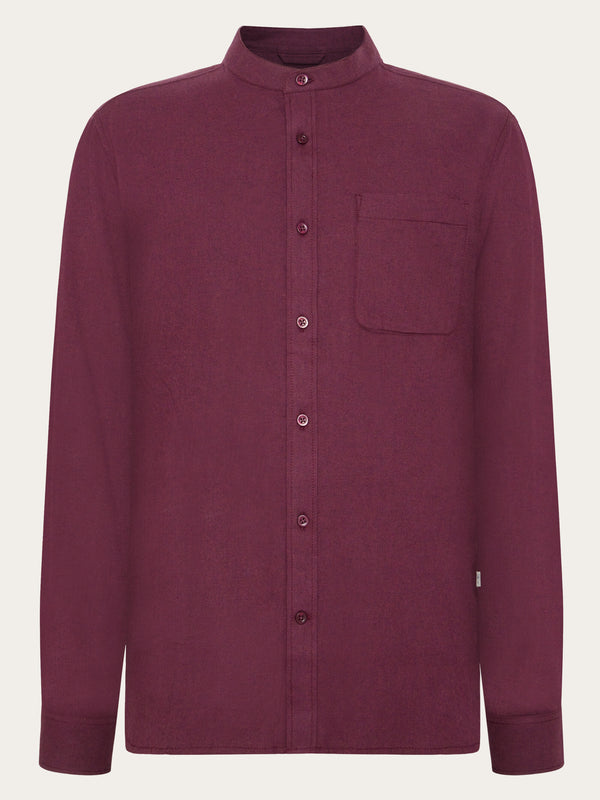 KnowledgeCotton Apparel - MEN Regular fit melangé flannel stand collar shirt Shirts 1281 Fig