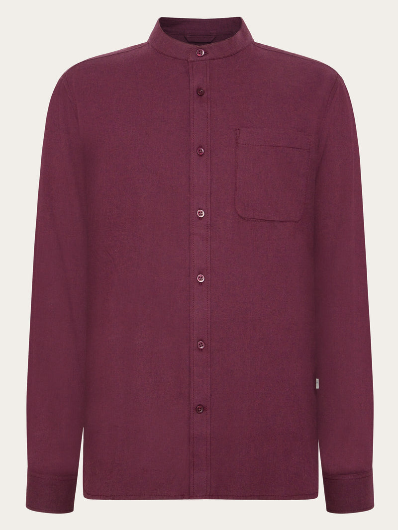 KnowledgeCotton Apparel - MEN Regular fit melangé flannel stand collar shirt Shirts 1281 Fig