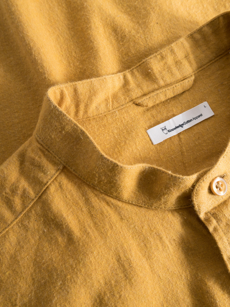 KnowledgeCotton Apparel - MEN Regular fit melangé flannel stand collar shirt Shirts 1413 Tinsel