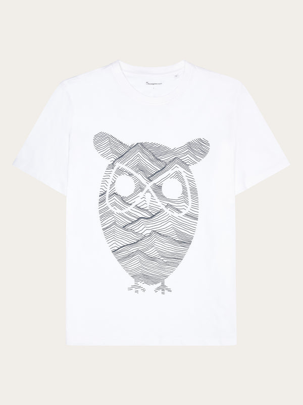 KnowledgeCotton Apparel - MEN Regular fit mountain t-shirt - Regenerative Organic Certified® - GOTS/Vegan T-shirts 1010 Bright White