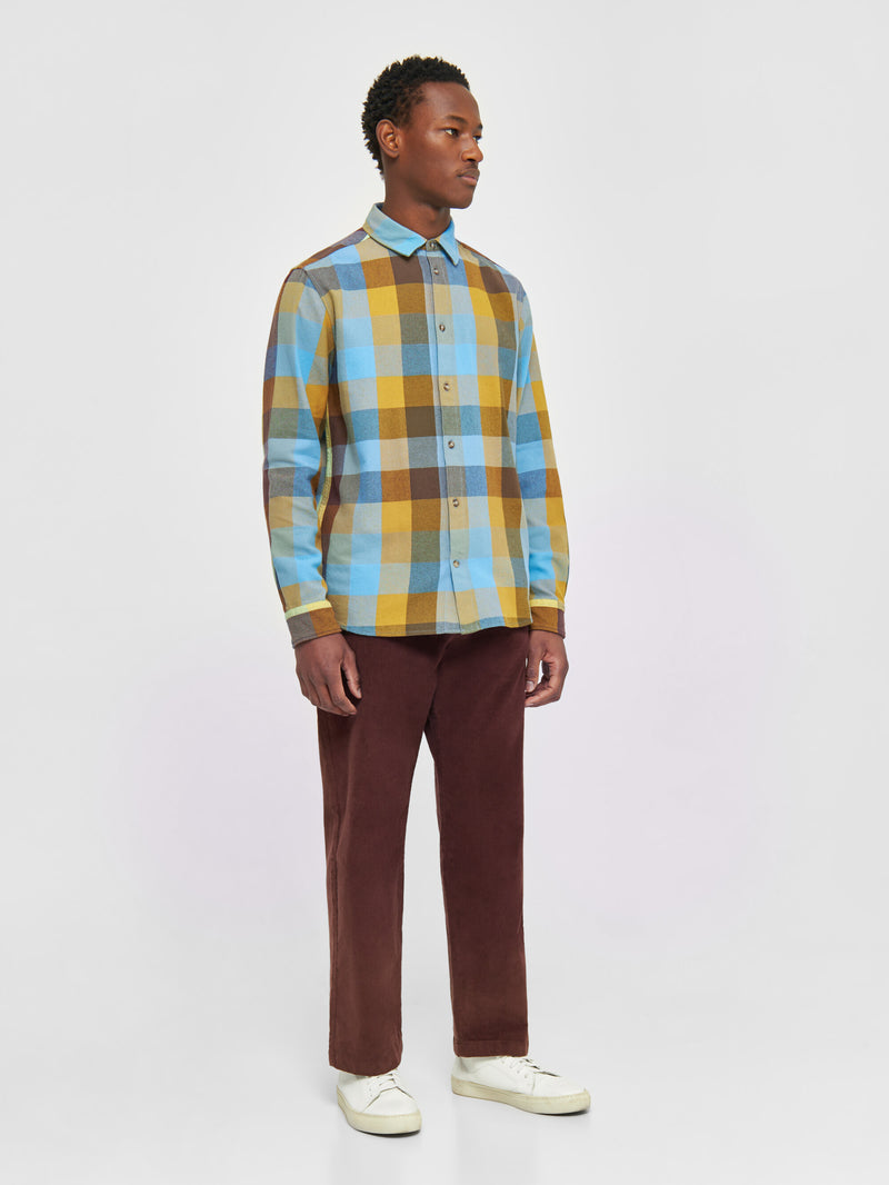 KnowledgeCotton Apparel - MEN Regular fit multi colored checkered shirt Shirts 7032 Multi check