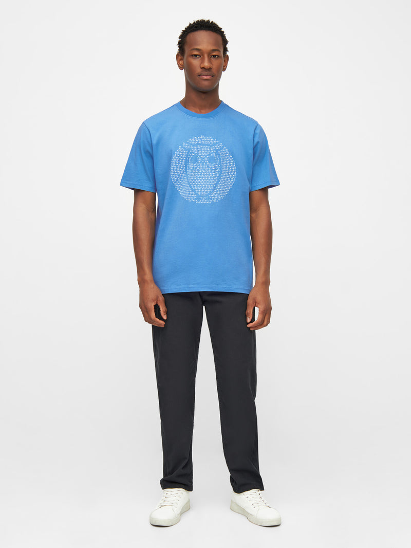 KnowledgeCotton Apparel - MEN Regular fit owl chest print T-shirts 1393 Azure Blue