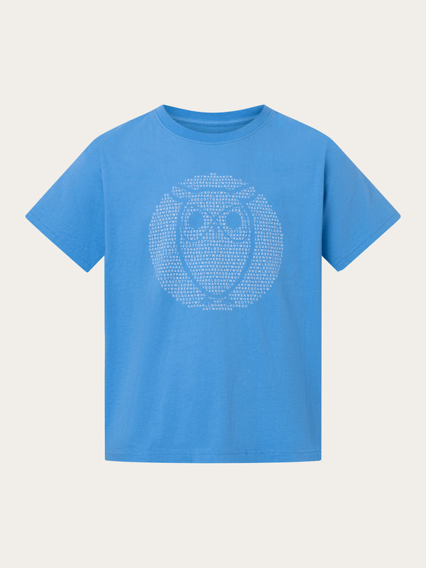 KnowledgeCotton Apparel - MEN Regular fit owl chest print T-shirts 1393 Azure Blue