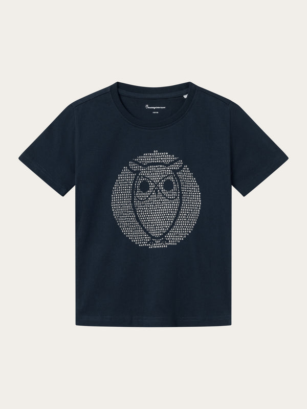 KnowledgeCotton Apparel - YOUNG Regular fit owl chest print T-shirts 1001 Total Eclipse