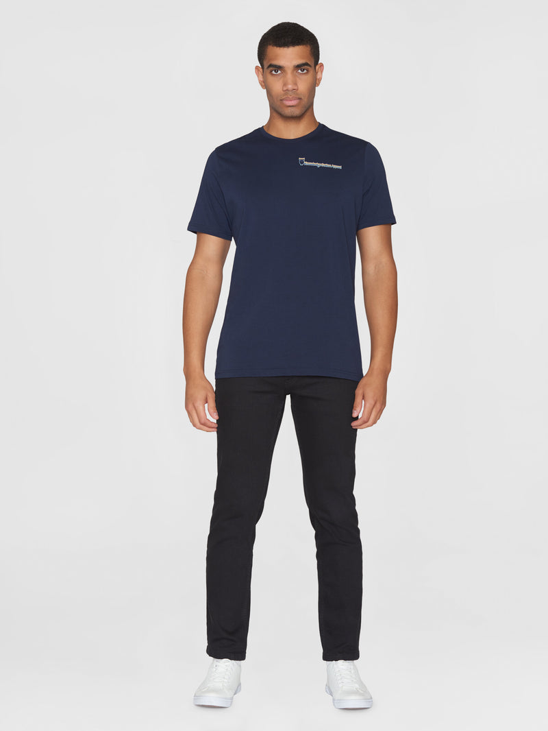 KnowledgeCotton Apparel - MEN Regular fit single jersey small chest print t-shirt - GOTS/Vegan T-shirts 1412 Night Sky