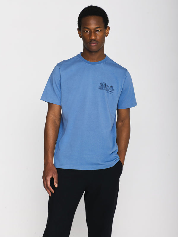 KnowledgeCotton Apparel - MEN Regular fit with front pint t-shirt - GOTS/Vegan T-shirts 1427 Coronet Blue