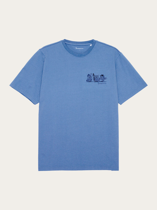 KnowledgeCotton Apparel - MEN Regular fit with front pint t-shirt - GOTS/Vegan T-shirts 1427 Coronet Blue