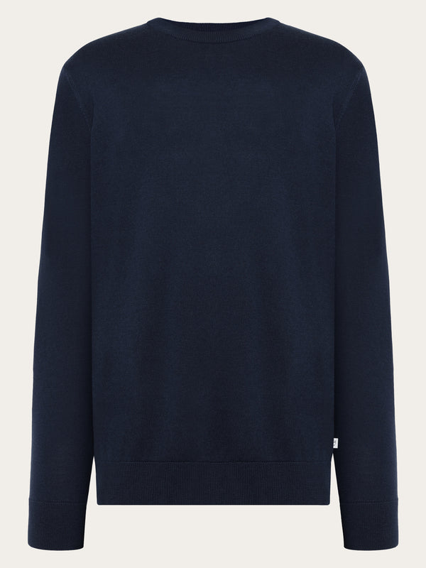 KnowledgeCotton Apparel - MEN Regular merino knit crew neck - RWS Knits 1001 Total Eclipse