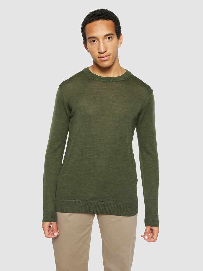 KnowledgeCotton Apparel - MEN Regular merino knit crew neck - RWS Knits 1090 Forrest Night