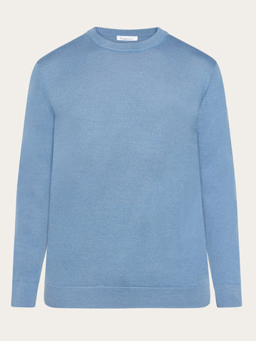KnowledgeCotton Apparel - MEN Merino crew neck sweater Knits 1432 Moonlight Blue