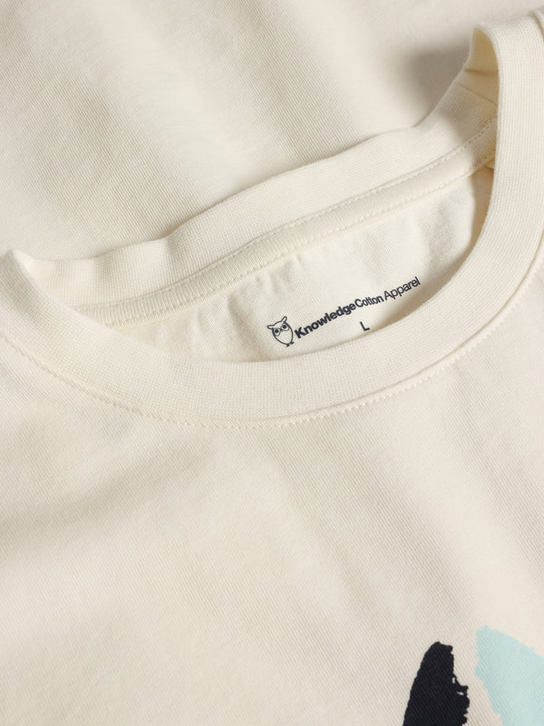 KnowledgeCotton Apparel - MEN Regular short sleeve heavy single t-shirt - Regenerative Organic Certified™ - GOTS/Vegan T-shirts 1387 Egret