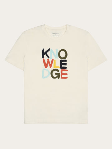 KnowledgeCotton Apparel - MEN Regular short sleeve heavy single t-shirt - Regenerative Organic Certified™ - GOTS/Vegan T-shirts 1387 Egret