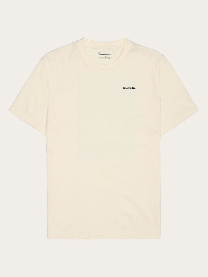 KnowledgeCotton Apparel - MEN Regular single jersey hik printed t-shirt - Regenerative Organic Certified™ - GOTS/Vegan T-shirts 1387 Egret