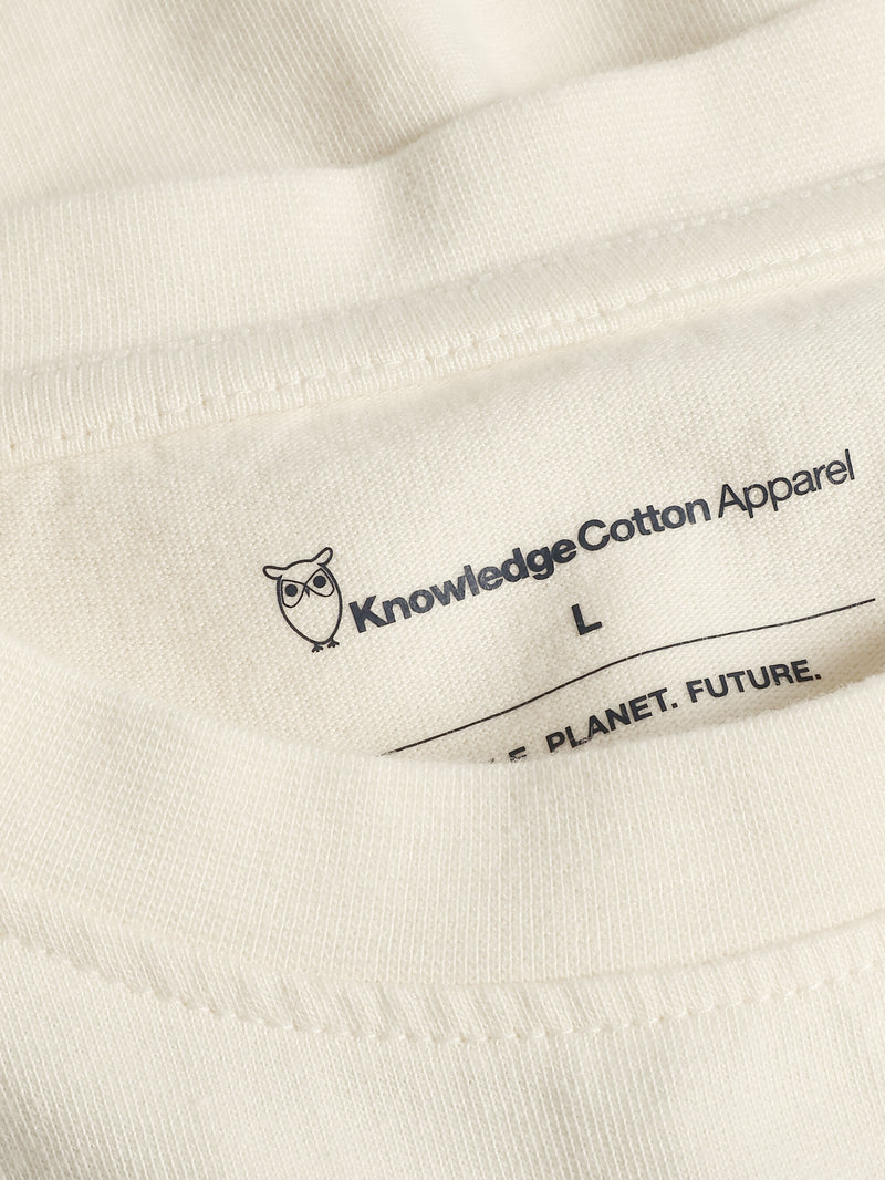 KnowledgeCotton Apparel - MEN Regular single jersey hik printed t-shirt - Regenerative Organic Certified™ - GOTS/Vegan T-shirts 1387 Egret