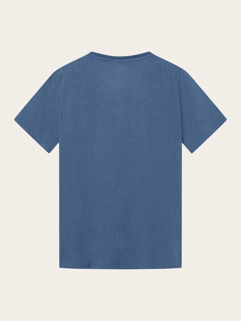 KnowledgeCotton Apparel - MEN Regular trademark chest print t-shirt T-shirts 1432 Moonlight Blue