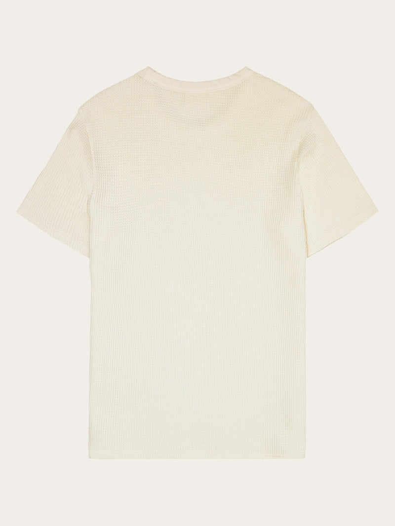 KnowledgeCotton Apparel - MEN Regular waffle short sleeved crew neck t-shirt GOTS/Vegan T-shirts 1387 Egret