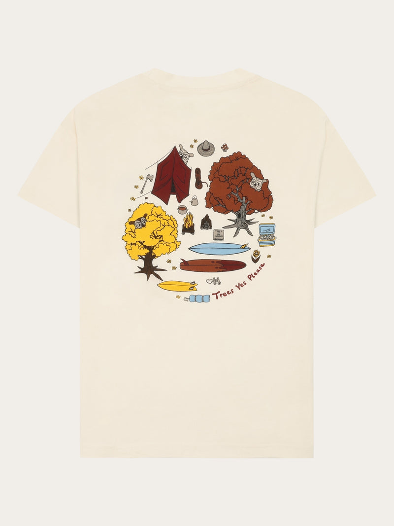 KnowledgeCotton Apparel - WMN Relaxed fit camp print tee - GOTS/Vegan T-shirts 1387 Egret