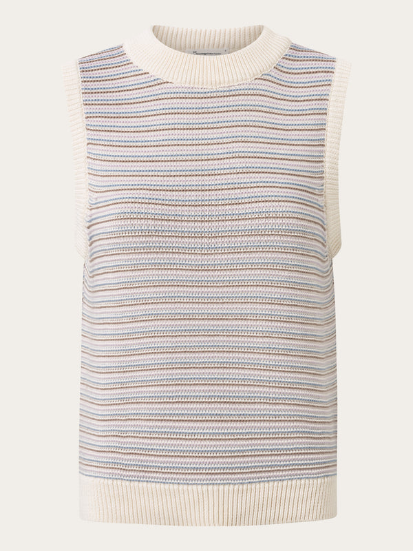 KnowledgeCotton Apparel - WMN Relaxed fit cotton knit vest Knits 8889 Stripe
