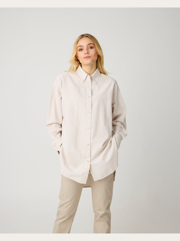 KnowledgeCotton Apparel - WMN Relaxed flannel shirt Shirts 1228 Light feather gray