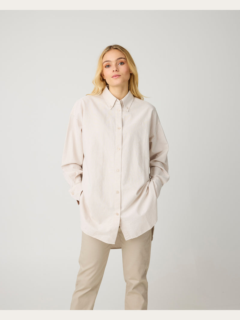 KnowledgeCotton Apparel - WMN Relaxed flannel shirt Shirts 1228 Light feather gray