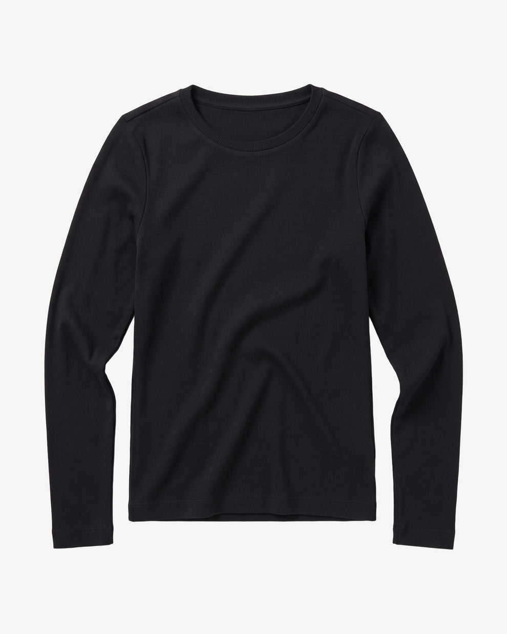 KnowledgeCotton Apparel - WMN Rib Scoop neck long sleeved Long Sleeves 1300 Black Jet