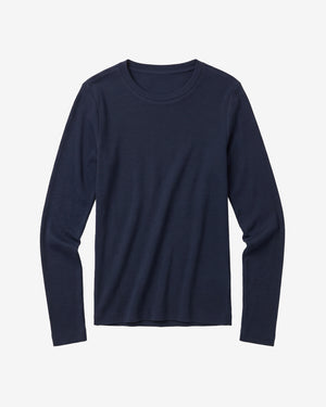 KnowledgeCotton Apparel - WMN Rib Scoop neck long sleeved Long Sleeves 1412 Night Sky