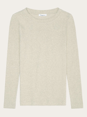 KnowledgeCotton Apparel - WMN Rib Scoop neck long sleeved Long Sleeves 1479 Gray Chateau Melange