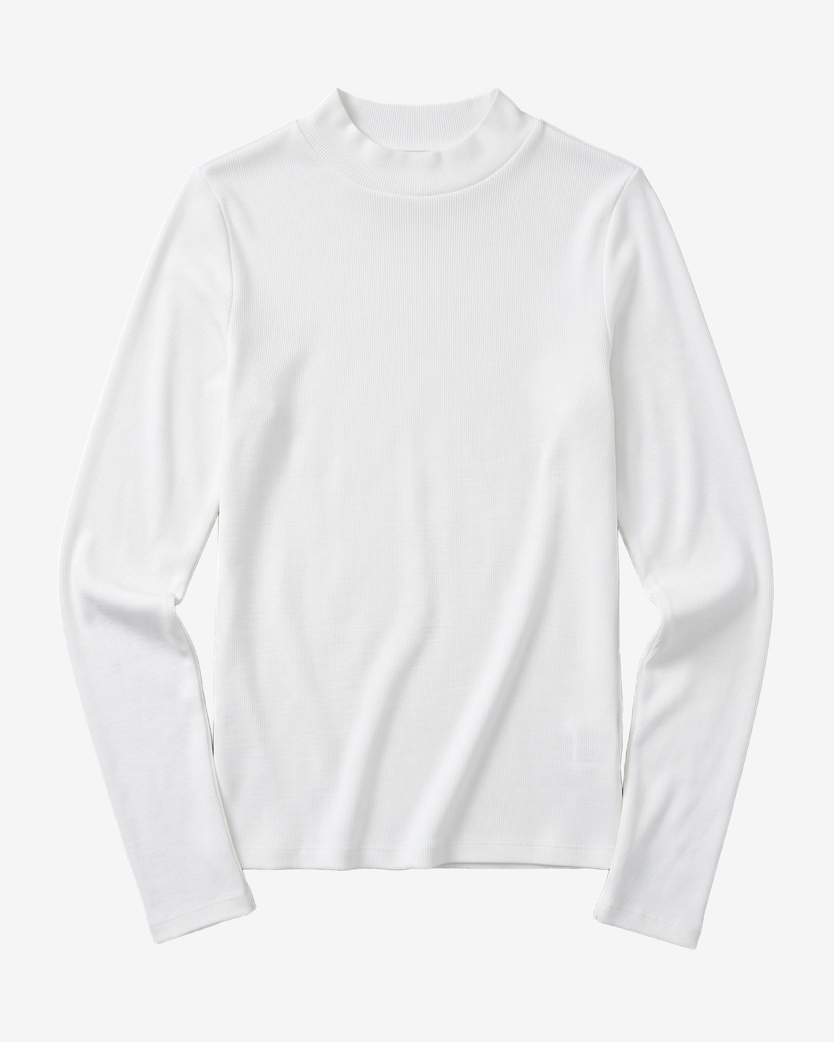 KnowledgeCotton Apparel - WMN Rib high neck LS Long Sleeves 1007 Star White