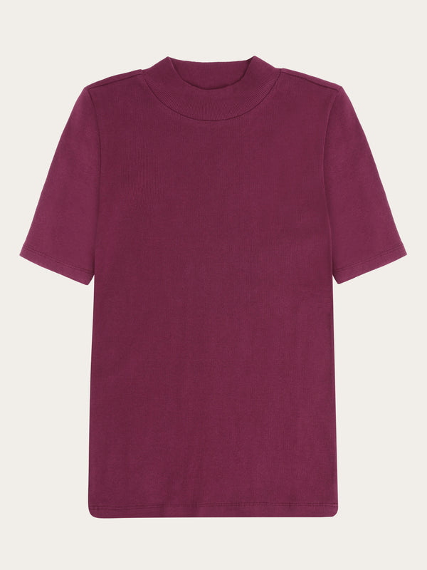 KnowledgeCotton Apparel - WMN Rib high neck short sleeve T-shirts 1281 Fig
