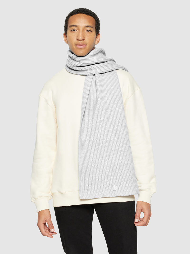 KnowledgeCotton Apparel - UNI Rib knit scarf - RWS Scarfs 1012 Grey Melange