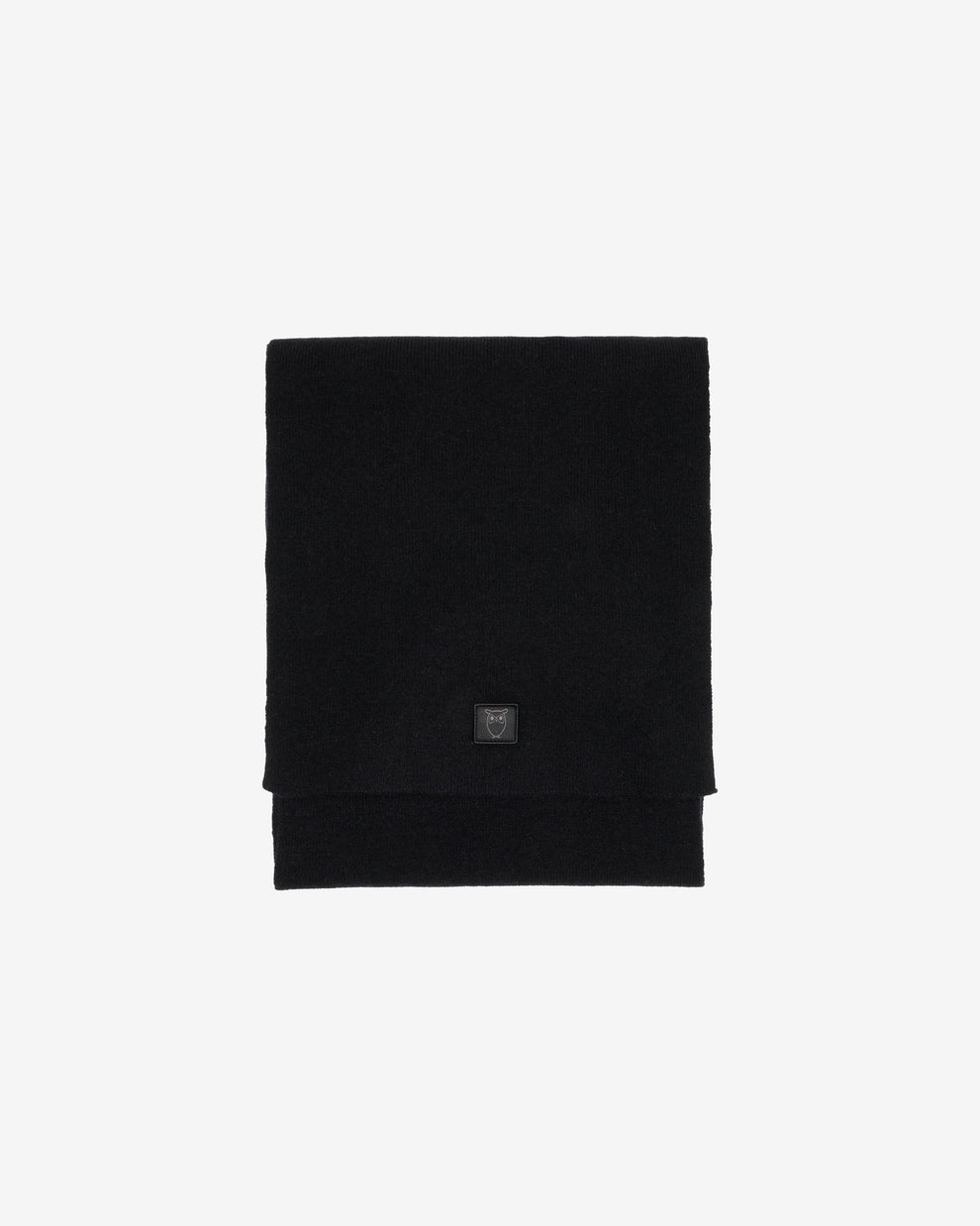 KnowledgeCotton Apparel - UNI Rib knit wool scarf Scarfs 1300 Black Jet