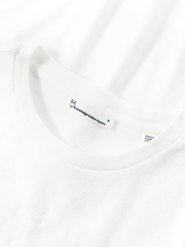 KnowledgeCotton Apparel - WMN Rib t-shirt T-shirts 1007 Star White