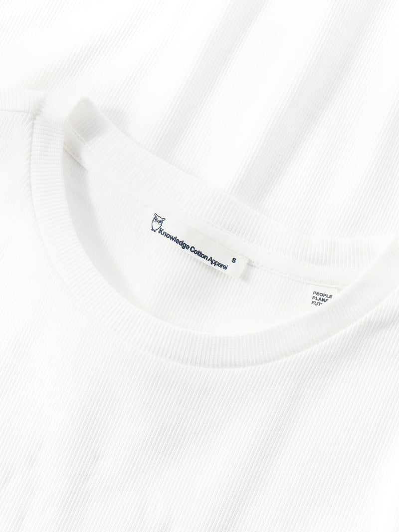 KnowledgeCotton Apparel - WMN Rib t-shirt T-shirts 1007 Star White