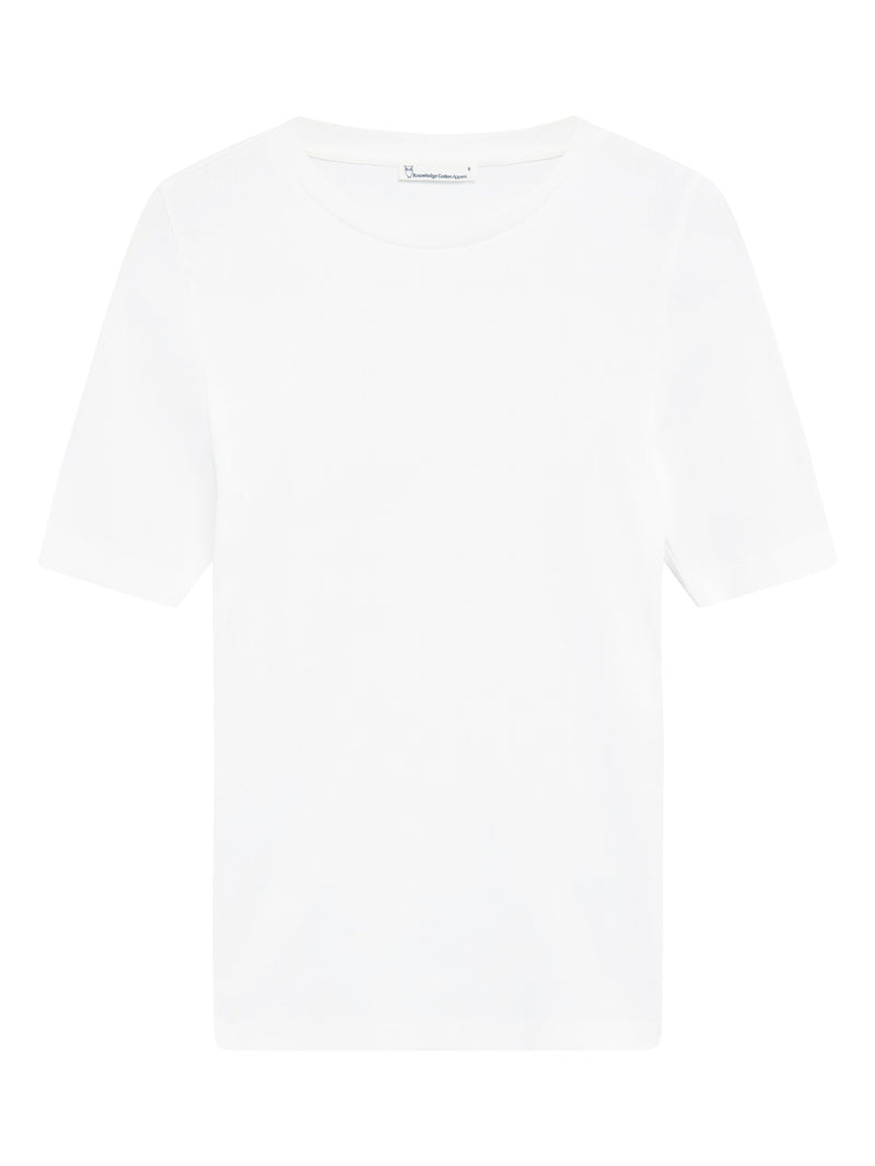 KnowledgeCotton Apparel - WMN Rib t-shirt T-shirts 1007 Star White