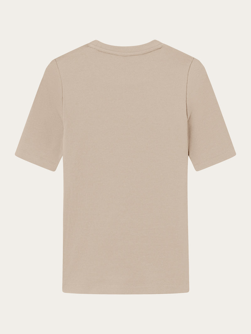KnowledgeCotton Apparel - WMN Rib t-shirt T-shirts 1228 Light feather gray