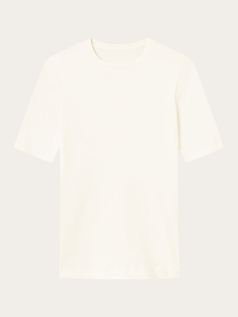 KnowledgeCotton Apparel - WMN Rib t-shirt T-shirts 1334 Snow White