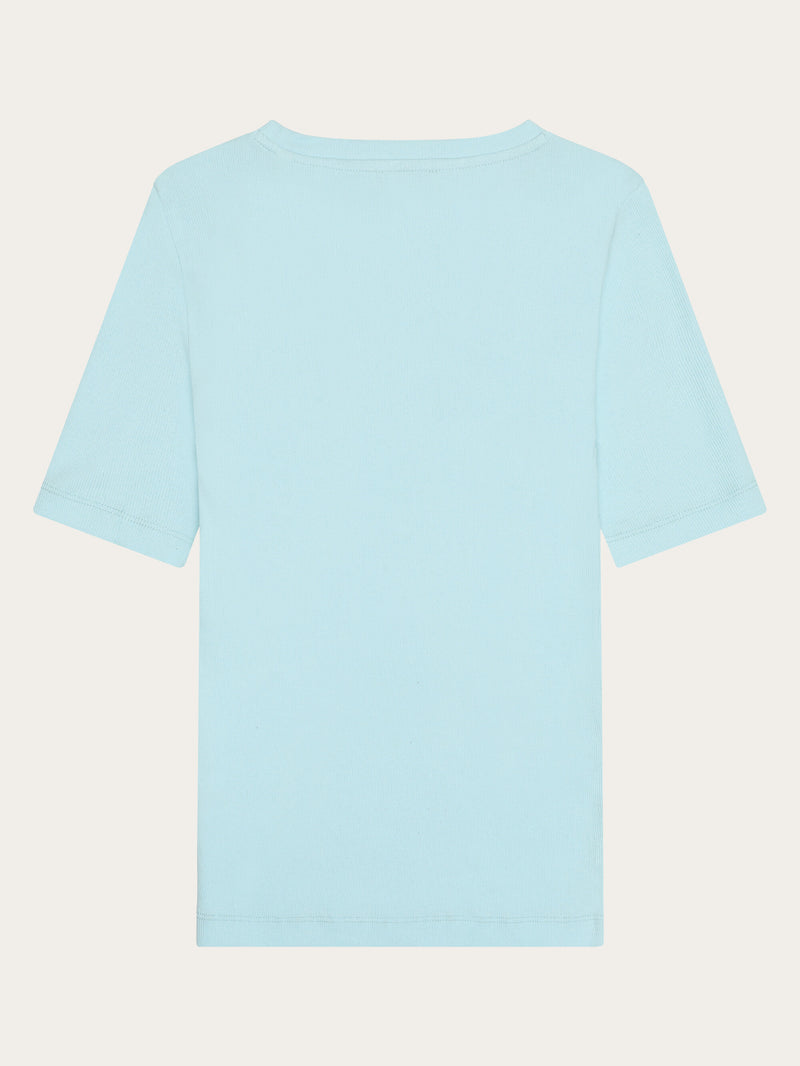 KnowledgeCotton Apparel - WMN Rib t-shirt T-shirts 1480 Aqua-Esque