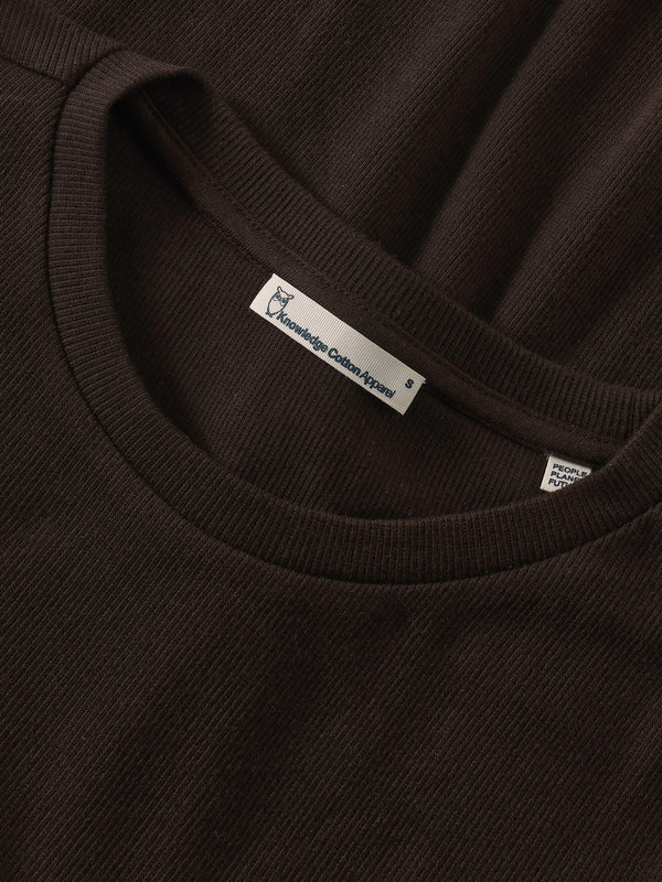KnowledgeCotton Apparel - WMN Rib t-shirt T-shirts 1487 Chocolate Torte