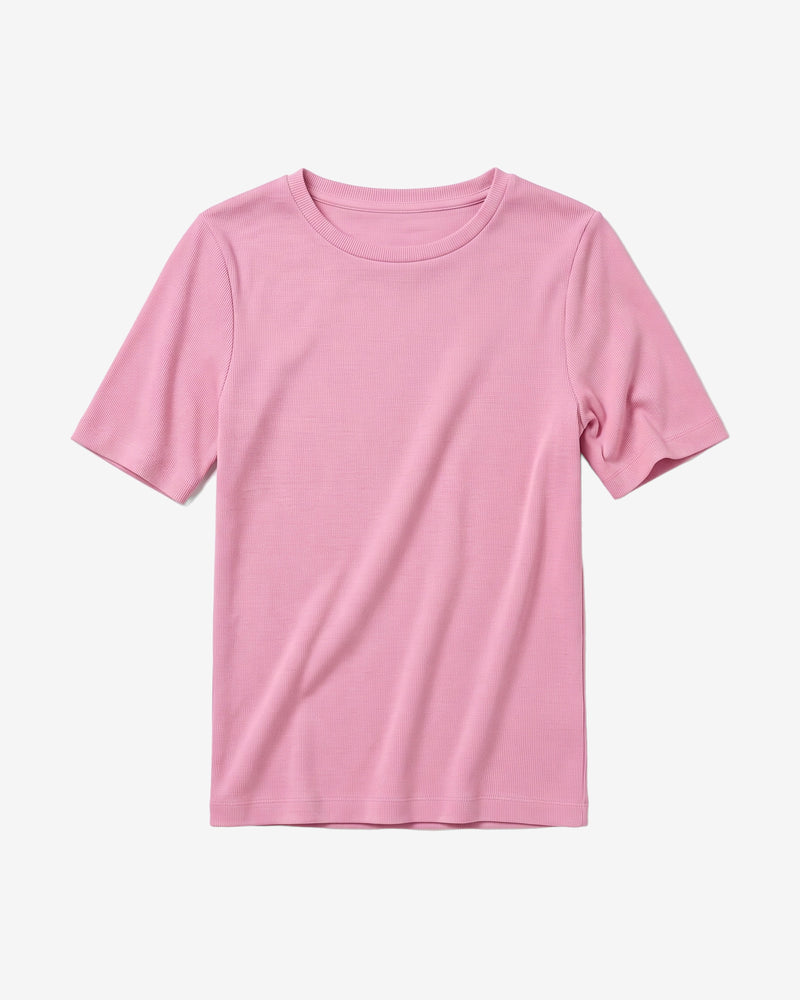 KnowledgeCotton Apparel - WMN Rib t-shirt T-shirts 1503 Orchid Haze