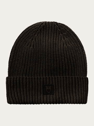 KnowledgeCotton Apparel - UNI Ribbing hat Hats 1487 Chocolate Torte
