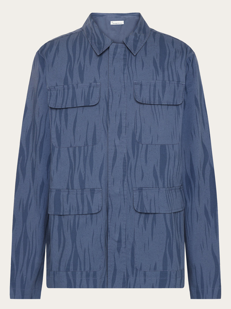 KnowledgeCotton Apparel - MEN Ripstop Northern Lights overshirt - GOTS/Vega Overshirts 9921 Blue